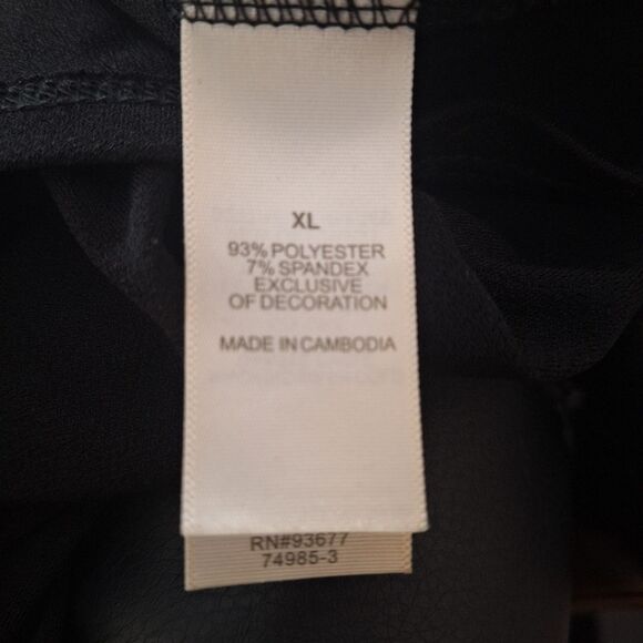 Bisou Bisou Womens Black Tropical Blouse Cold Shoulder Lace Armband Floral XL - Picture 8 of 10